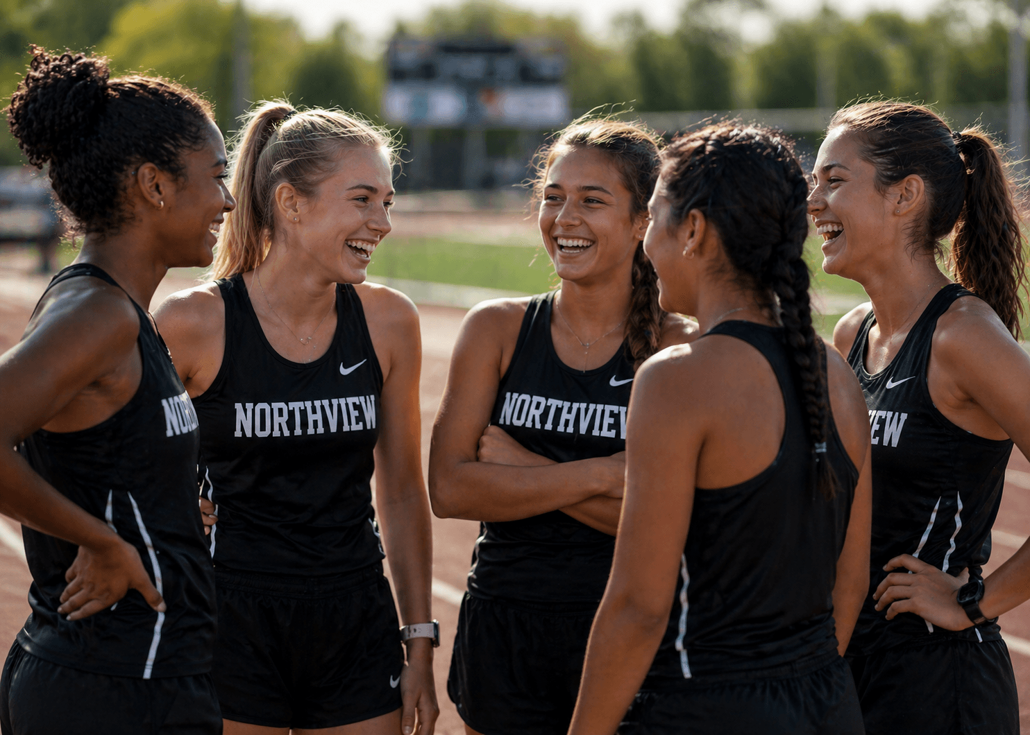 Athletes celebrating as a team